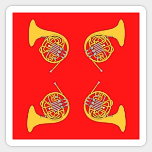 French Horn Pattern gold and Red Sticker